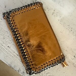 Metallic Bronze Chain-Trim Clutch